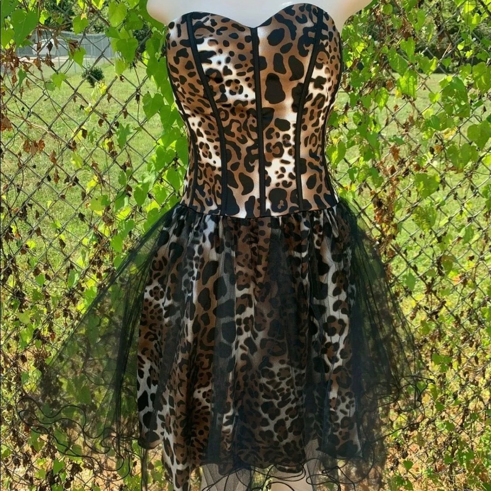 Leopard 80’s style prom dress